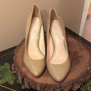 Coach Taupe Patent Leather Heels